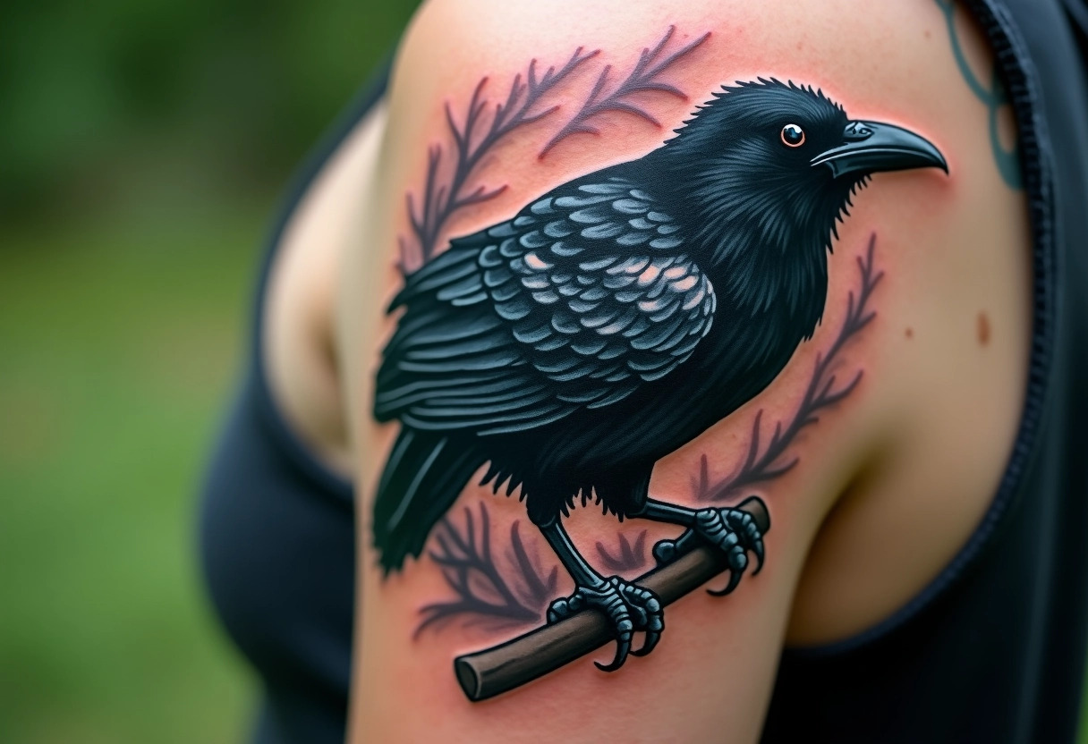 tatouage corbeau